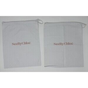 See By Chloe White Dust Bag x2 Travel Purse Shoes Handbag 13.5”x12”, 14”x11”